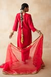 Shop_Gulabo Jaipur_Red Tussar, Satin, Organza Embroidery, Sequins, Tara Straight Kurta Set _at_Aza_Fashions