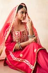 Shop_Gulabo Jaipur_Red Tussar, Satin, Organza Embroidery, Sequins, Tara Straight Kurta Set 