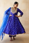 Buy_Gulabo Jaipur_Blue Chanderi, Cotton, Organza Gota Patti, Zari, Sitara Anarkali Set _at_Aza_Fashions