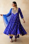 Shop_Gulabo Jaipur_Blue Chanderi, Cotton, Organza Gota Patti, Zari, Sitara Anarkali Set _Online_at_Aza_Fashions