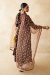 Gulabo Jaipur_Brown Chanderi, Cotton, Organza Gota Patti, Zari, Sitara Anarkali Set _at_Aza_Fashions