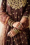 Shop_Gulabo Jaipur_Brown Chanderi, Cotton, Organza Gota Patti, Zari, Sitara Anarkali Set 
