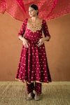 Buy_Gulabo Jaipur_Red Chanderi, Cotton, Organza Gota Patti, Zari, Embroidery Sitara Anarkali Set _at_Aza_Fashions
