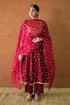 Buy_Gulabo Jaipur_Red Chanderi, Cotton, Organza Gota Patti, Zari, Embroidery Sitara Anarkali Set _Online_at_Aza_Fashions