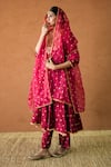 Shop_Gulabo Jaipur_Red Chanderi, Cotton, Organza Gota Patti, Zari, Embroidery Sitara Anarkali Set _Online_at_Aza_Fashions