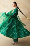 Shop_Gulabo Jaipur_Green Chanderi, Cotton, Organza Gota Patti, Zari, Sequins, Sitara Anarkali Set _Online_at_Aza_Fashions