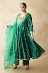 Buy_Gulabo Jaipur_Green Chanderi, Cotton, Organza Gota Patti, Zari, Sequins, Sitara Anarkali Set _at_Aza_Fashions