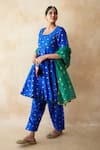 Buy Gulabo Jaipur Blue Chanderi Embroidery, Lace Round Neck Riza Anarkali Set Online at Aza Fashions Buy_Gulabo Jaipur_Blue Chanderi Embroidery, Lace Round Neck Riza Anarkali Set _Online_at_Aza_Fashions