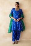 Gulabo Jaipur Blue Chanderi Embroidery, Lace Round Neck Riza Anarkali Set at Aza Fashions Gulabo Jaipur_Blue Chanderi Embroidery, Lace Round Neck Riza Anarkali Set _at_Aza_Fashions