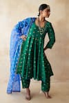Shop Gulabo Jaipur Green Chanderi Embroidery, Lace Round Neck Riza Anarkali Set at Aza Fashions Shop_Gulabo Jaipur_Green Chanderi Embroidery, Lace Round Neck Riza Anarkali Set _at_Aza_Fashions