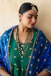 Gulabo Jaipur Green Chanderi Embroidery, Lace Round Neck Riza Anarkali Set at Aza Fashions Gulabo Jaipur_Green Chanderi Embroidery, Lace Round Neck Riza Anarkali Set _at_Aza_Fashions