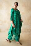 Gulabo Jaipur Green Chanderi Embroidery, Lace, Sequins Round Neck Meera Straight Kurta Set Online at Aza Fashions Gulabo Jaipur_Green Chanderi Embroidery, Lace, Sequins Round Neck Meera Straight Kurta Set _Online_at_Aza_Fashions