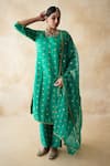 Shop Gulabo Jaipur Green Chanderi Embroidery, Lace, Sequins Round Neck Meera Straight Kurta Set at Aza Fashions Shop_Gulabo Jaipur_Green Chanderi Embroidery, Lace, Sequins Round Neck Meera Straight Kurta Set _at_Aza_Fashions