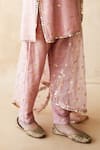 Gulabo Jaipur Pink Chanderi Embroidery, Lace Round Neck Rani Straight Kurta Set Online at Aza Fashions Gulabo Jaipur_Pink Chanderi Embroidery, Lace Round Neck Rani Straight Kurta Set _Online_at_Aza_Fashions