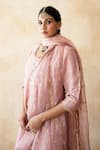 Gulabo Jaipur Pink Chanderi Embroidery, Lace Round Neck Rani Straight Kurta Set at Aza Fashions Gulabo Jaipur_Pink Chanderi Embroidery, Lace Round Neck Rani Straight Kurta Set _at_Aza_Fashions