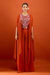 Samyukta Singhania Orange Chinon Embroidery, Beads, Tassels Round Neck Blouse And Palazzo Set Online at Aza Fashions Samyukta Singhania_Orange Chinon Embroidery, Beads, Tassels Round Neck Blouse And Palazzo Set _Online_at_Aza_Fashions