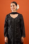 Buy_Samyukta Singhania_Black Crepe Embroidery, Sequins V-neck Kurta Sharara Set _Online_at_Aza_Fashions
