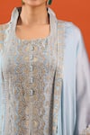 Shop_Samyukta Singhania_Sky Blue Silk Embroidery, Tassels, Zari Square Neck Sleeveless Kurta Sharara Set_Online_at_Aza_Fashions