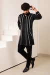 Shop_Menero_Black Crepe Piping Detail Straight Kurta And Pant Set _at_Aza_Fashions