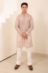 Buy_Menero_Cream Silk, Cotton Sequins, Cut Work Embroidered Kurta And Pant Set _at_Aza_Fashions