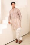 Menero_Cream Silk, Cotton Sequins, Cut Work Embroidered Kurta And Pant Set _Online_at_Aza_Fashions