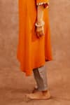 Buy_World of Sugandh_Orange Dupion, Silk Embroidery, Tassels V-neck Surkhiya Hand Kurta With Pant _Online_at_Aza_Fashions