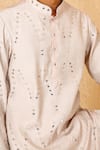 Chatenya Mittal_Beige Silk Mirrors, Embroidery Work Kurta And Pant Set _at_Aza_Fashions