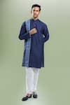 Buy_Arihant Rai Sinha_Navy Silk Blend Kurta And Churidar Set _at_Aza_Fashions