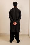 Shop_Menero_Black Chanderi Silk, Cotton, Rayon Gota Patti, Kurta And Pathani Salwar Set _at_Aza_Fashions