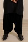 Buy_Menero_Black Dupion, Silk, Cotton, Rayon Zari, Zardosi Kurta And Pathani Salwar Set _Online_at_Aza_Fashions