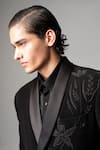 Buy_Vivek Patel_Black Crepe, Satin Embroidery Florae Blazer And Trousers Set 