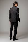 Shop_Vivek Patel_Black Twill, Suiting Embroidery Etch Striped Machine Blazer And Trouser _at_Aza_Fashions