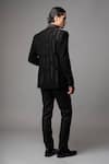 Shop_Vivek Patel_Black Satin, Crepe Embroidery Solen Blazer And Trousers Set _at_Aza_Fashions