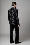 Shop_Vivek Patel_Black Crepe, Microfiber Sequins, Metallic Marko Wavy Hand Blazer And Trouser Set _at_Aza_Fashions