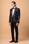 Buy_Vivek Patel_Black Suiting, Twill Sequins, Embroidery Rune Geometric Hand Blazer Set _Online_at_Aza_Fashions