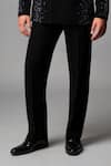 Vivek Patel_Black Crepe, Microfiber Sequins Fractra Hand Embroidered Blazer And Trouser Set _Online_at_Aza_Fashions