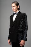 Buy_Vivek Patel_Black Crepe, Microfiber Sequins Fractra Hand Embroidered Blazer And Trouser Set _Online_at_Aza_Fashions