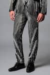 Vivek Patel_Black Crepe Embroidery Stryke Blazer And Trousers Set _Online_at_Aza_Fashions