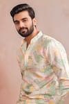 Shop_Arihant Rai Sinha_Multi Color Silk Embroidery, Foil Printing Jungle Pattern Kurta Set _Online_at_Aza_Fashions