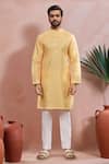 Buy_Arihant Rai Sinha_Yellow Silk Embroidery Kurta And Pant Set _at_Aza_Fashions