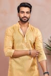 Arihant Rai Sinha_Yellow Silk Embroidery Kurta And Pant Set _Online_at_Aza_Fashions