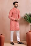 Arihant Rai Sinha_Orange Cotton, Silk Butti Print Kurta Set _Online_at_Aza_Fashions