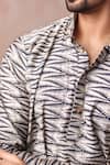 Arihant Rai Sinha_Cream Linen Printed Blended Short Kurta _Online_at_Aza_Fashions