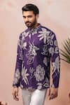 Buy_Arihant Rai Sinha_Purple Muslin Printed Floral Short Kurta _Online_at_Aza_Fashions