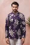 Buy_Arihant Rai Sinha_Purple Muslin Printed Floral Short Kurta _at_Aza_Fashions