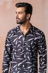 Buy_Arihant Rai Sinha_Black Linen, Silk Printed Kurta And Salwar Set _Online_at_Aza_Fashions