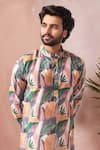Arihant Rai Sinha_Multi Color Linen, Silk Printed Kurta And Art Salwar Set _Online_at_Aza_Fashions