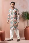 Buy_Arihant Rai Sinha_Multi Color Linen, Silk Printed Kurta And Art Salwar Set _Online_at_Aza_Fashions
