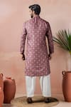 Shop_Arihant Rai Sinha_Wine Cotton, Silk Printed Kurta And Salwar Set _at_Aza_Fashions