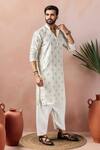 Buy_Arihant Rai Sinha_White Cotton, Silk Printed Leaf Motif Kurta And Salwar Set _Online_at_Aza_Fashions